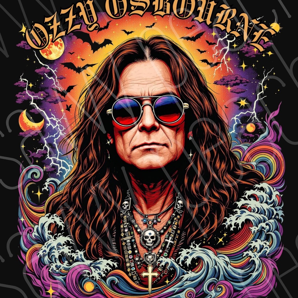 Gildan Black Tee with Colorful Ozzy Osbourne Design